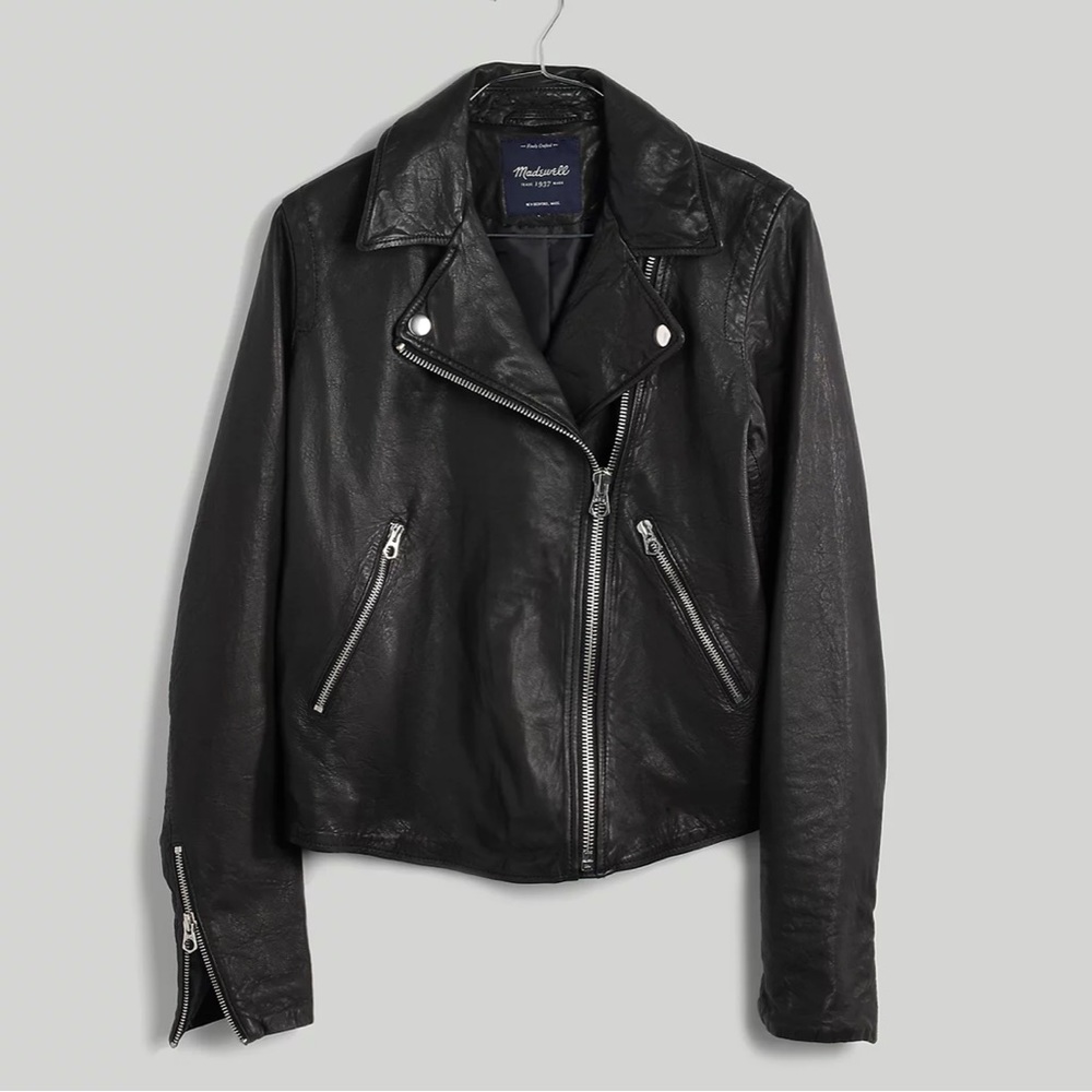 Madewell washed leather motorcycle jacket - Picture 6 of 7